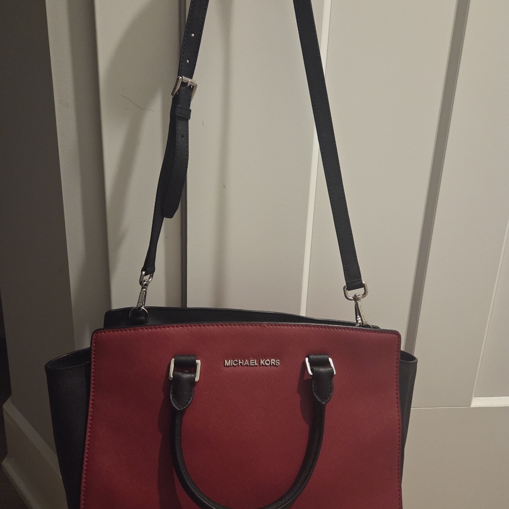 Michael Kors Satchel Red Black Handbag